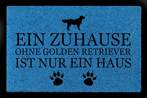 Interluxe FUSSMATTE Geschenk EIN ZUHAUSE OHNE [ GOLDEN Retriever ] Tierisch Hund Royalblau von Interluxe