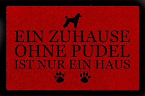 Interluxe FUSSMATTE Geschenk EIN ZUHAUSE OHNE [ PUDEL ] Tierisch Hund Rot von Interluxe