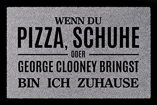 Interluxe FUSSMATTE Schmutzmatte WENN DU Pizza Spruch Türvorleger Wohnung WG Viele Farben Hellgrau von Interluxe