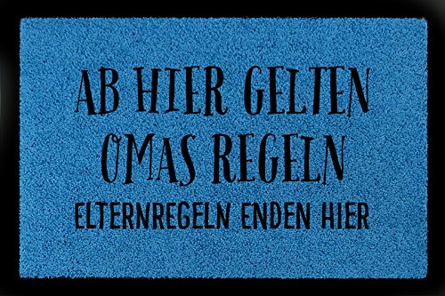 Interluxe FUSSMATTE Türmatte AB Hier GELTEN [ Omas ] Regeln Großmutter Geschenk Flur Royalblau von Interluxe