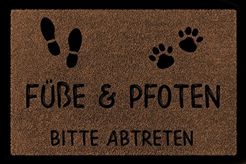 Interluxe FUSSMATTE Türmatte FÜSSE & Pfoten Bitte ABTRETEN Haustier Hund Katze Eingang Braun von Interluxe