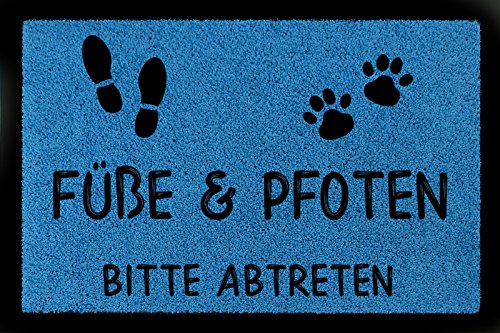 Interluxe FUSSMATTE Türmatte FÜSSE & Pfoten Bitte ABTRETEN Haustier Hund Katze Eingang Royalblau von Interluxe