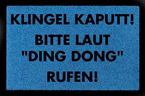 Interluxe FUSSMATTE Türmatte KLINGEL KAPUTT Lustig Spruchmatte Eingang Haustür Flur Geschenk Royalblau von Interluxe