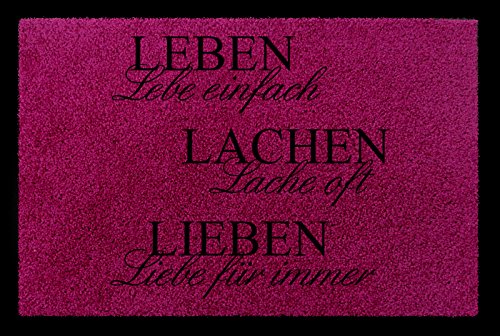 Interluxe FUSSMATTE Türmatte Leben LACHEN LIEBEN Spruch Einzug Geschenk 60x40 cm Flur Fuchsia von Interluxe