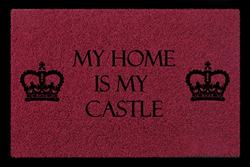 Interluxe FUSSMATTE Türmatte My Home is My Castle Geschenk Einzug Wohnung Haus 60x40 cm Bordeauxrot von Interluxe