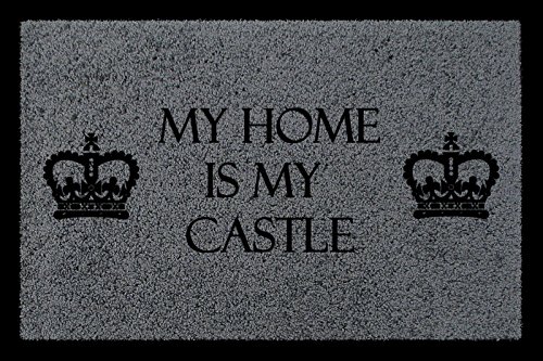 Interluxe FUSSMATTE Türmatte My Home is My Castle Geschenk Einzug Wohnung Haus 60x40 cm Dunkelgrau von Interluxe