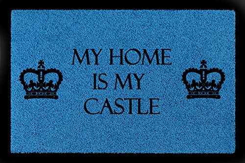 Interluxe FUSSMATTE Türmatte My Home is My Castle Geschenk Einzug Wohnung Haus 60x40 cm Royalblau von Interluxe