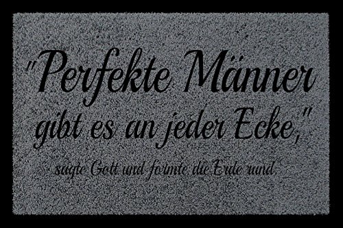 Interluxe FUSSMATTE Türmatte PERFEKTE MÄNNER Lustig Spruch Geschenk Fußabtreter 60x40 cm Dunkelgrau von Interluxe