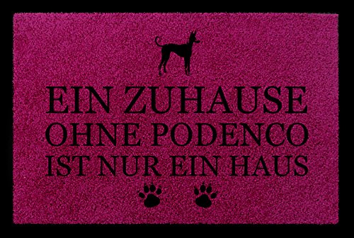 Interluxe FUSSMATTE Türvorleger EIN ZUHAUSE OHNE [ Podenco ] Hund Türmatte Viele Farben Fuchsia von Interluxe