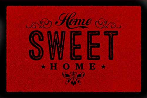 Interluxe FUSSMATTE Türvorleger Home Sweet Home Eingang Flur Schmutzmatte Einzug Geschenk Rot von Interluxe