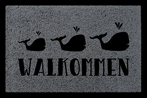 Interluxe FUSSMATTE Türvorleger WALKOMMEN Wal Tier Lustig Türmatte Eingang Flur Hausüt Dunkelgrau Interluxe FUSSMATTE Türvorleger WALKOMMEN Wal Tier Lustig Türmatte Eingang Flur Hausüt Dunkelgrau von Interluxe
