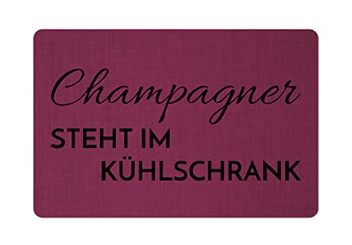 Interluxe Fußmatte 40x60 cm - Champagner Steht im Kühlschrank - rutschfeste Fussmatte für Freundinnen, Party, Mädels Fuchsia von Interluxe