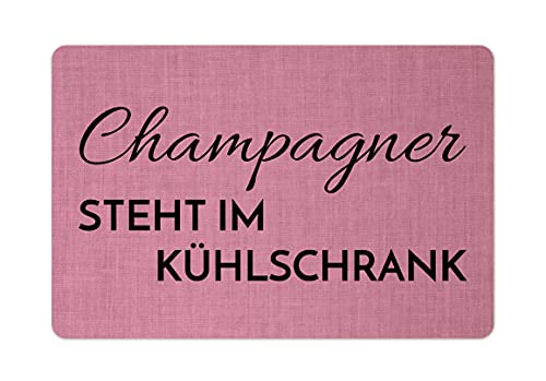 Interluxe Fußmatte 40x60 cm - Champagner Steht im Kühlschrank - rutschfeste Fussmatte für Freundinnen, Party, Mädels Pale von Interluxe