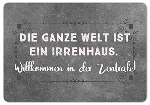 Interluxe Fußmatte 40x60 cm - Die ganze Welt ist EIN Irrenhaus - lustiger Spruch Dekomatte Fußabtreter Empfang Freunde Familie Kollegen Boho von Interluxe