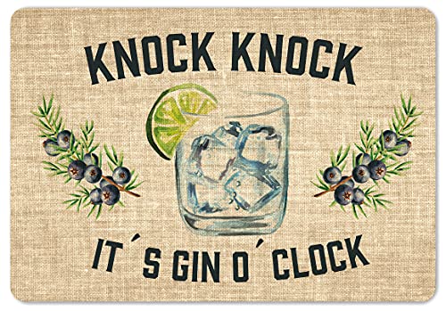 Interluxe Fußmatte 40x60 cm - Knock Knock It's Gin O Clock - rutschfeste Fussmatte, Gin -Liebhaber, Freunde von Interluxe