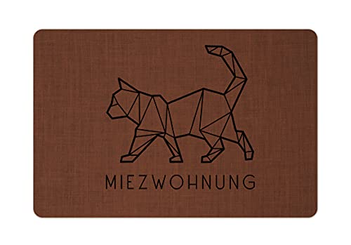 Interluxe Fußmatte 40x60 cm - Miezwohnung- rutschfeste Fussmatte, Katze, Fellnase, Haustier, Kater Braun von Interluxe