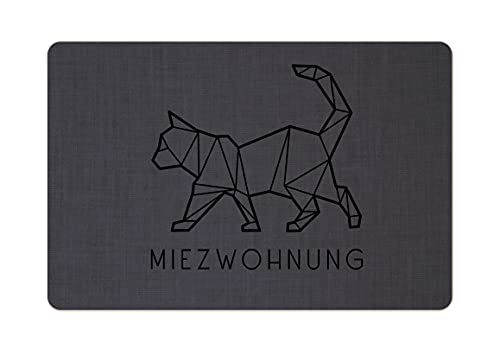 Interluxe Fußmatte 40x60 cm - Miezwohnung- rutschfeste Fussmatte, Katze, Fellnase, Haustier, Kater Dunkelgrau von Interluxe