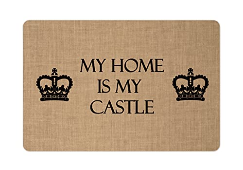 Interluxe Fußmatte 40x60 cm - My Home is My Castle - rutschfeste Fussmatte als Geschenk für Freunde, Familie & Bekannte, Wohlfühlen, Zuhause, Heimat Beige von Interluxe