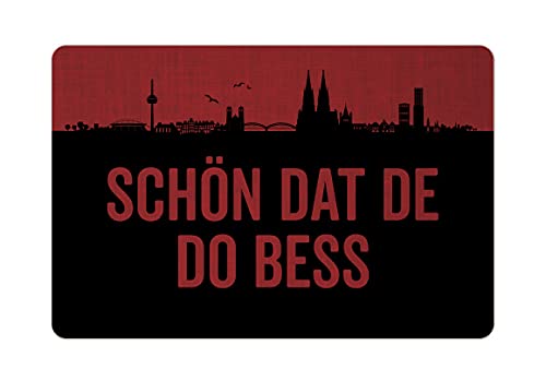 Interluxe Fußmatte 40x60 cm - Schön dat de do bess - rutschfeste Fussmatte, Heimat, Lustige Begrüßung, Köln Rot von Interluxe