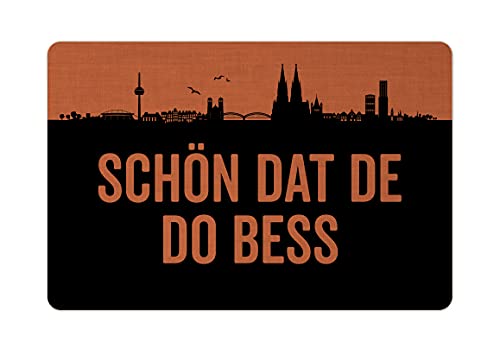 Interluxe Fußmatte 40x60 cm - Schön dat de do bess - rutschfeste Fussmatte, Heimat, Lustige Begrüßung, Köln Tangerine von Interluxe