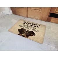 Interluxe Fußmatte 40x60 cm - Sei Bereit Terrier Beige Rutschfeste Fussmatte Hund Tiere Hundeliebhaber von Interluxe