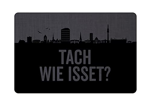 Interluxe Fußmatte 40x60 cm - Tach wie isset - rutschfeste Fussmatte, Dortmund, Türvorleger, Lustiger Spruch Dunkelgrau von Interluxe