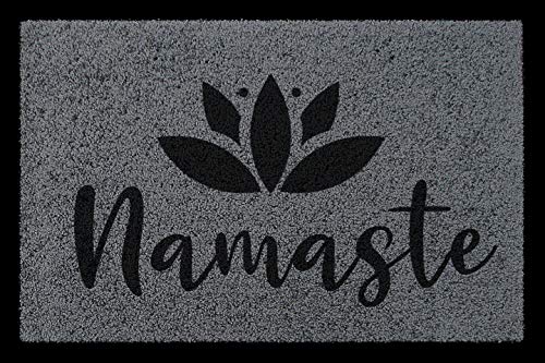 Interluxe Fußmatte mit Spruch - Namaste/Lotus - 40x60cm Fussmatte als Geschenk Yoga, Dankbarkeit, Respekt, Gruß (Dunkelgrau) von Interluxe