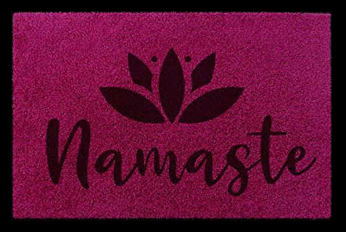 Interluxe Fußmatte mit Spruch - Namaste/Lotus - 40x60cm Fussmatte als Geschenk Yoga, Dankbarkeit, Respekt, Gruß (Fuchsia) von Interluxe
