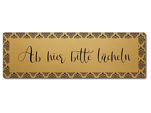 Interluxe GOLD Metallschild - Ab hier bitte lächeln - luxuriöses goldfarbenes Schild als Willkommensgruß oder Türschild Interluxe GOLD Metallschild - Ab hier bitte lächeln - luxuriöses goldfarbenes Schild als Willkommensgruß oder Türschild von Interluxe