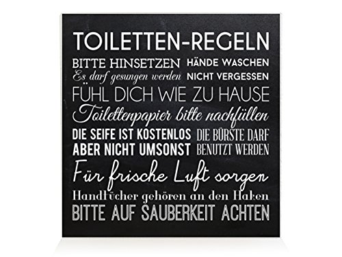 Interluxe HOLZBLOCK Shabby TOILETTEN-Regeln * Schwarz * Badregeln Schild Deko Badezimmer von Interluxe