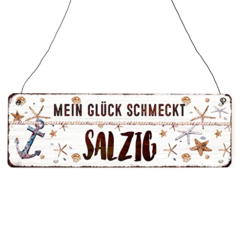 Interluxe Holz Schild - Mein Glück schmeckt salzig - Dekoschild Maritim Küste Strand Meer Urlaub Interluxe Holz Schild - Mein Glück schmeckt salzig - Dekoschild Maritim Küste Strand Meer Urlaub von Interluxe