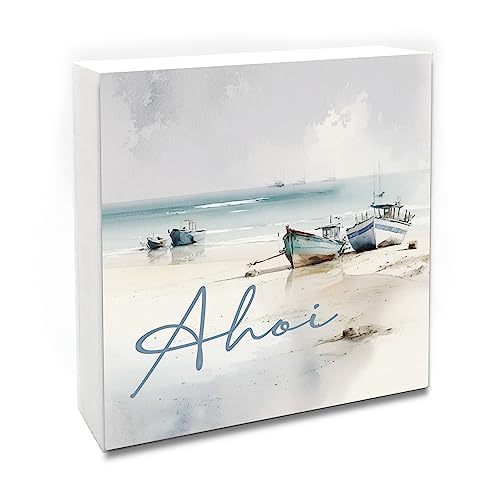 Interluxe Holzblock - Ahoi Holzbild mit Boot Maritim - Dekobild aus Holz mit Anker Schild als Holzaufsteller Meer Küste Strand Urlaub Interluxe Holzblock - Ahoi Holzbild mit Boot Maritim - Dekobild aus Holz mit Anker Schild als Holzaufsteller Meer Küste Strand Urlaub von Interluxe