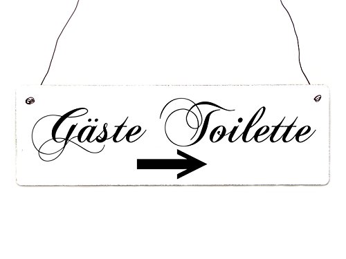 Interluxe Holzschild Dekoschild GÄSTE Toilette Pfeil *RECHTS* Geschenk Spruch Shabby von Interluxe