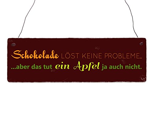 Interluxe Holzschild Dekoschild Türschild Schokolade LÖST Keine Probleme Apfel lustiger Spruch Schild aus Holz Interluxe Holzschild Dekoschild Türschild Schokolade LÖST Keine Probleme Apfel lustiger Spruch Schild aus Holz von Interluxe