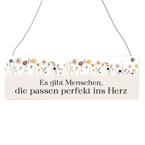 Interluxe Holzschild - Es gibt Menschen die passen perfekt ins Herz - Geschenkidee Geschenk Mitbringsel für Freund Freundin Wohlfühlen Familie Leben von Interluxe