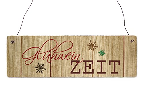 Interluxe Holzschild GLÜHWEIN Zeit Getränk Winter Advent Weihnachten Türschild von Interluxe