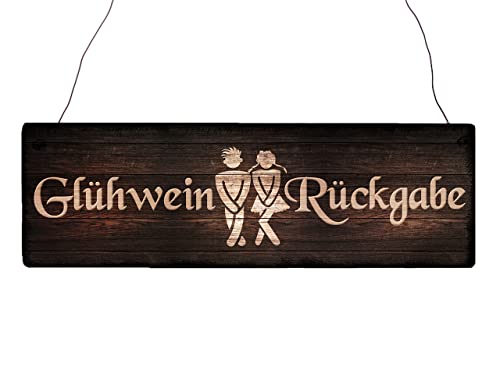 Interluxe Holzschild - Glühwein Rückgabe - Winterzeit Toilette Weihnachten Winter Lustiger Spruch von Interluxe