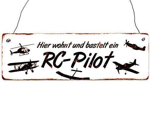 Interluxe Holzschild Hier WOHNT EIN RC-Pilot Modellbau Modellflieger RC-Pilot Interluxe Holzschild Hier WOHNT EIN RC-Pilot Modellbau Modellflieger RC-Pilot von Interluxe