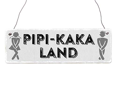 Interluxe Holzschild - Pipi Kaka Land - Türschild für Toilette, WC, Badezimmer oder Gäste WC, Partyschild witziges Einzugsgeschenk von Interluxe