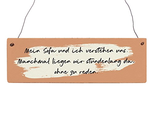 Interluxe Holzschild Shabby Mein Sofa UND ICH VERSTEHEN Uns Spruchschild Lustig Geschenkidee von Interluxe