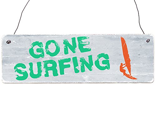 Interluxe Holzschild Shabby Vintage Retro Gone Surfing Strand See Meer Geschenk Surfer von Interluxe