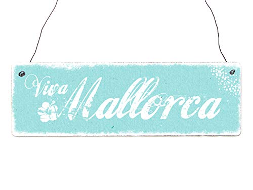 Interluxe Holzschild - Viva Mallorca - Willkommensschild Türschild Mitbringsel für Urlaub oder Auswanderer von Interluxe