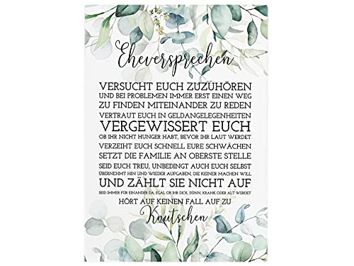 Interluxe Holzschild Wandtafel 280x200mm - Eheversprechen Eukalyptus - Hochzeitsdekoration, Verlobung, Liebe, Trauung von Interluxe