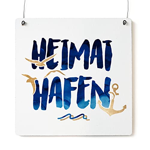 Interluxe Holzschild XL - HEIMATHAFEN - Dekoschild Maritim Küste Meer Strand Zuhause von Interluxe