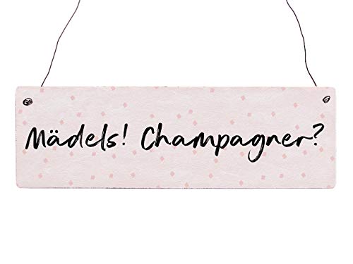 Interluxe Holzschild mit Spruch MÄDELS Champagner Anstossen Mädelsabend Party Feier Freundin Frau von Interluxe