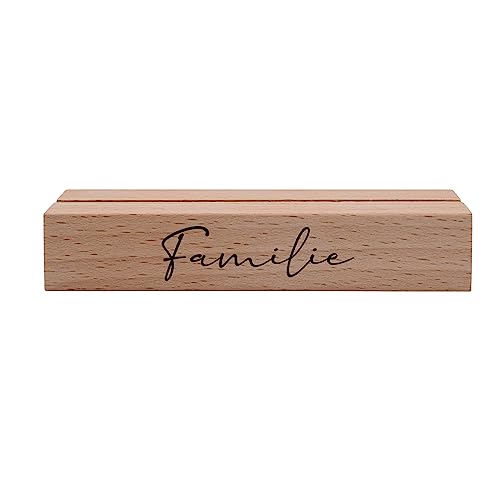 Interluxe Kartenhalter - Familie - Family Grußkartenhalter mit Spruch Fotohalter Kartenständer Tischkartenhalter aus Holz von Interluxe