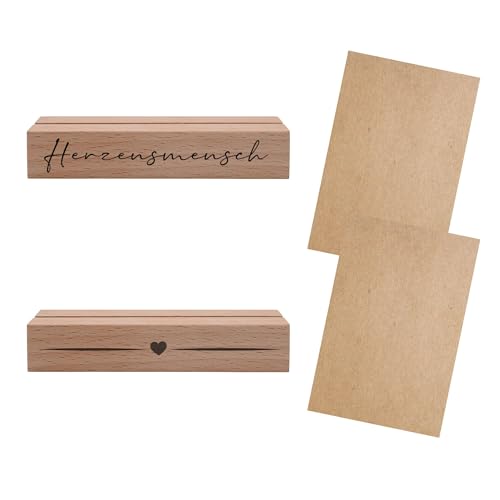 Interluxe Kartenhalter - Herzensmensch - 2er Set Grußkartenhalter mit Zwei Karten Fotohalter Kartenständer Tischkartenhalter aus Holz Interluxe Kartenhalter - Herzensmensch - 2er Set Grußkartenhalter mit Zwei Karten Fotohalter Kartenständer Tischkartenhalter aus Holz von Interluxe
