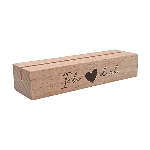 Interluxe Kartenhalter - Ich Liebe Dich - Grußkartenhalter Hochzeit Wedding Geburt Fotohalter Kartenständer Tischkartenhalter aus Holz von Interluxe