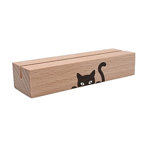 Interluxe Kartenhalter - Katze Silhouette - Kätzchen Cat Grußkartenhalter mit Spruch Fotohalter Kartenständer Tischkartenhalter aus Holz von Interluxe