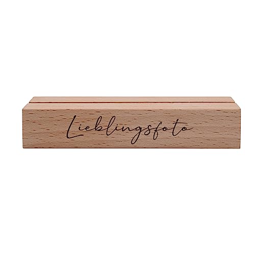 Interluxe Kartenhalter - Lieblingsfoto - Grußkartenhalter mit Spruch Fotohalter Kartenständer Tischkartenhalter aus Holz von Interluxe